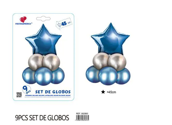 Columna pequeña de estrella de cinco puntas azul, 9 piezas