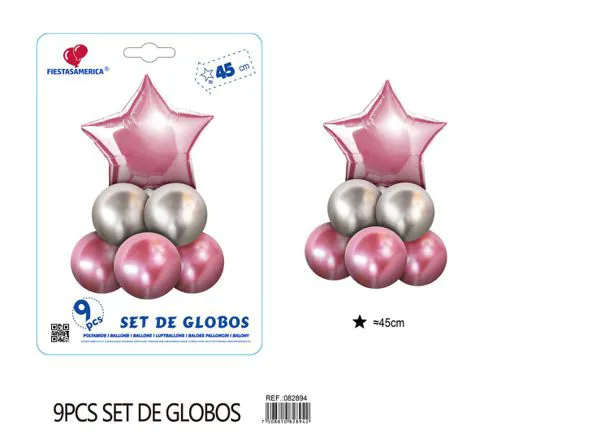 Columna pequeña de estrella de cinco puntas rosa, 9 piezas
