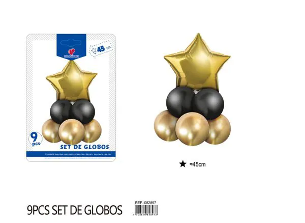 Columna pequeña de estrella de cinco puntas dorada, 9 piezas