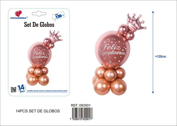 Columna pequeña de corona oro rosa y dorada, 14 piezas