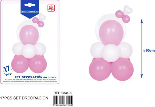Set de columna para globos color rosa, 14 piezas