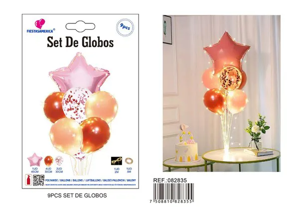Set de estrella de cinco puntas rosa, 9 piezas