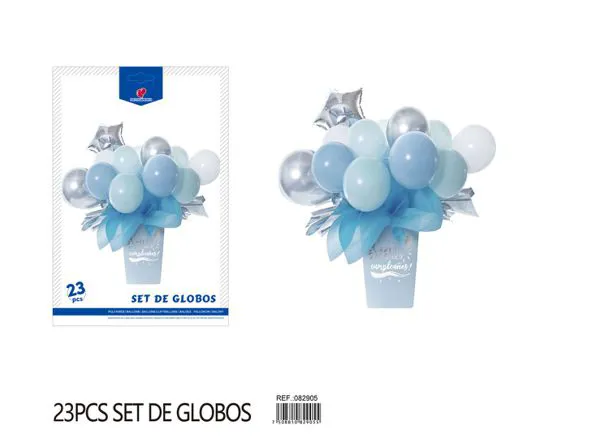 Globos con jarrón azul, 23 piezas