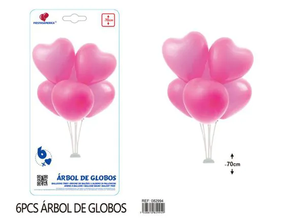 Centro de mesa pequeño de globos de corazón rosa, 6 piezas