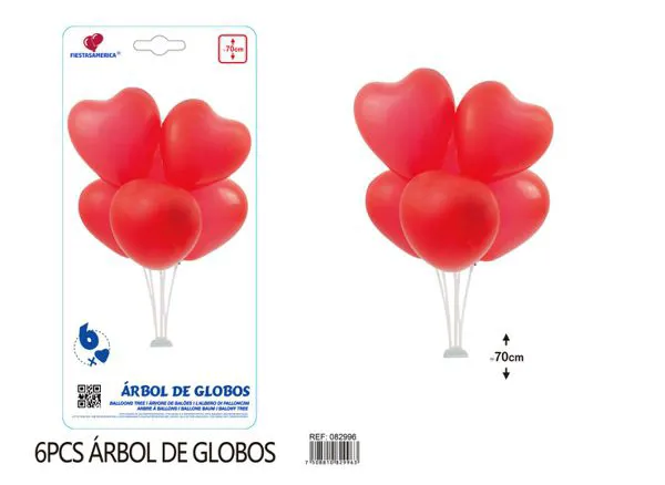Centro de mesa pequeño de globos de corazón rojo, 6 piezas
