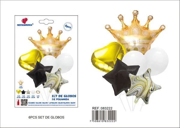 Set de globos metálicos y de látex, 6 piezas