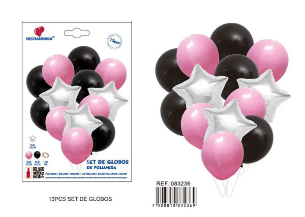 Set de globos metálicos de estrella de cinco puntas plateada, 13 piezas