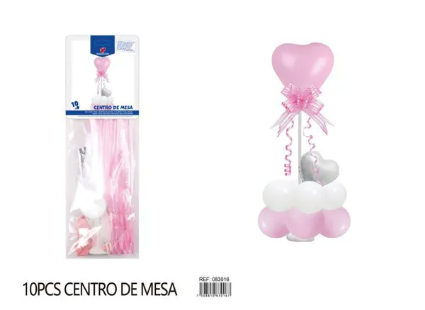Columna para globos color rosa macaron, 10 piezas