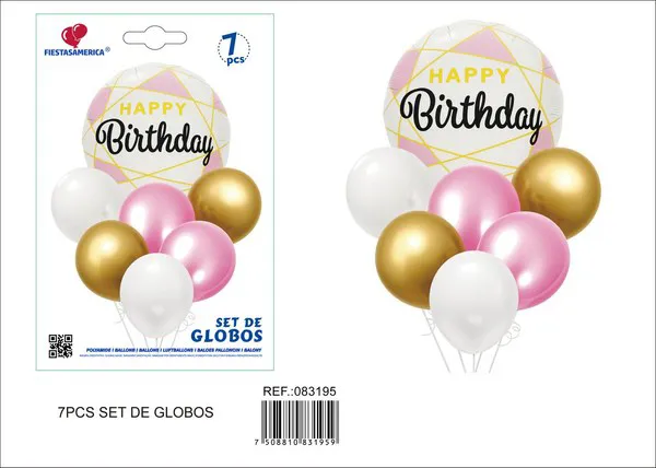Set de globos de látex y metálicos, 7 piezas
