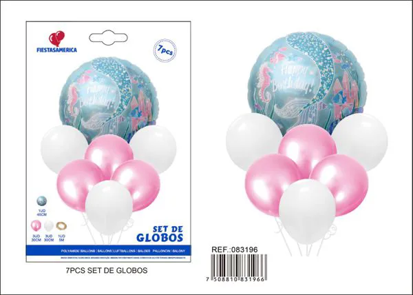Set de globos de látex y metálicos, 7 piezas