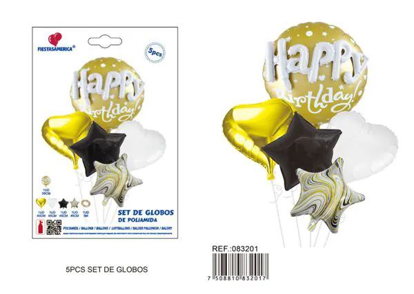 Set de globos metálicos, 6 piezas