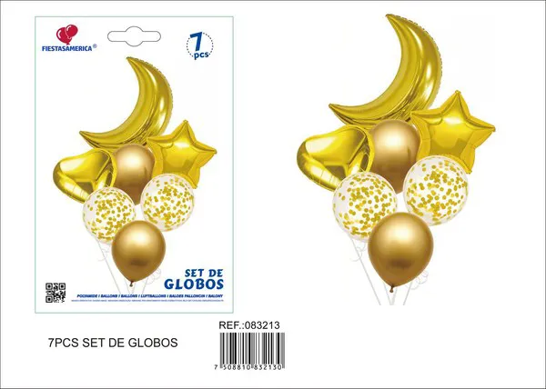 Set de globos de látex y metálicos, 7 piezas