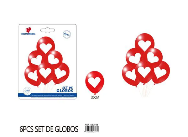 Set pequeño de globos impresos de San Valentín, 6 piezas