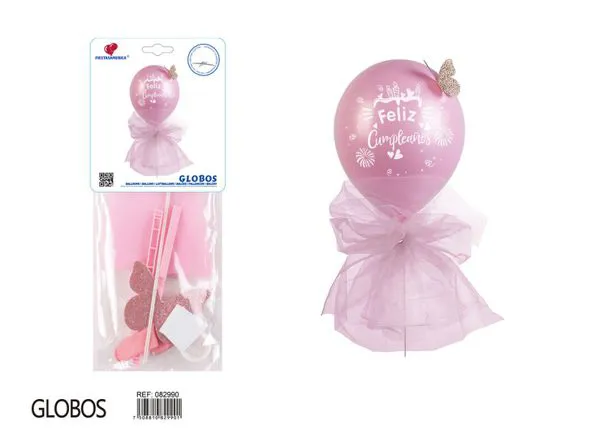 Centro de mesa pequeño de globo con varilla de fibra, color rosa, 1 pieza