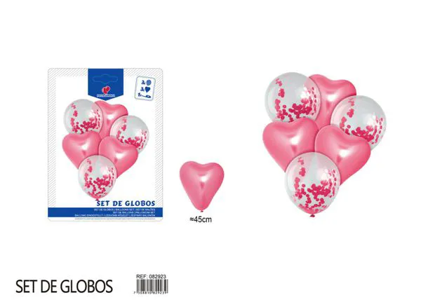 Set pequeño de globos de corazón rosa, 6 piezas