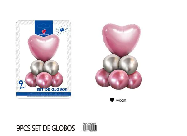 Columna pequeña de corazones rosas, 9 piezas