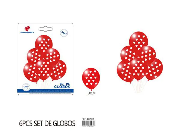 Set pequeño de globos impresos de San Valentín, 6 piezas