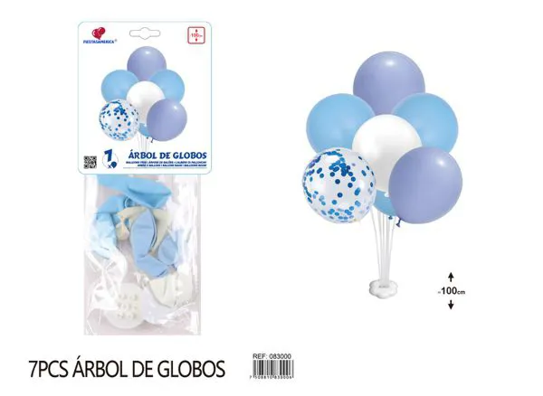 Centro de mesa pequeño de globos, color azul, 7 piezas