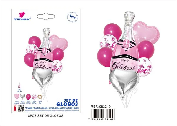 Set de globos de látex y metálicos, 8 piezas