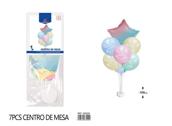 Centro de mesa pequeño de globos con estrella de cinco puntas, color degradado, 7 piezas