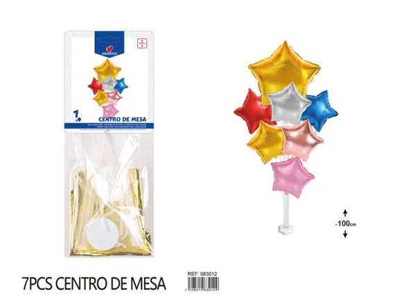 Centro de mesa pequeño de globos con estrella de cinco puntas, multicolor, 7 piezas