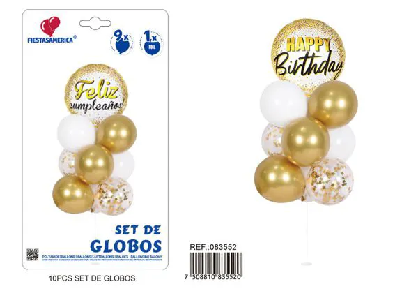 Set de columna para globos de 3.5 mm con base de flor, color dorado, 10 piezas