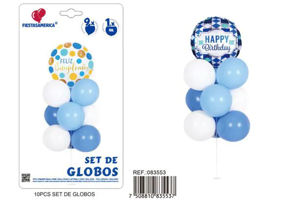 Set de columna para globos de 3.5 mm con base de flor, color azul, 10 piezas