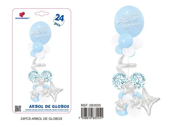 Set de columna pequeña para globos, color azul, 24 piezas