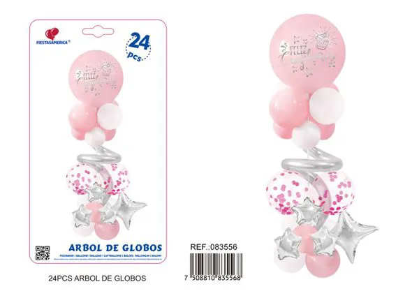 Set de columna pequeña para globos, color rosa, 24 piezas