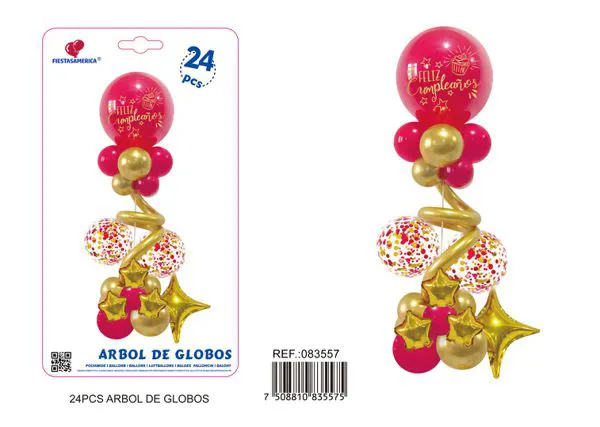 Set de columna pequeña para globos, color rojo, 24 piezas