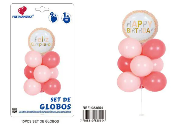 Set de columna para globos de 3.5 mm con base de flor, color rosa, 10 piezas
