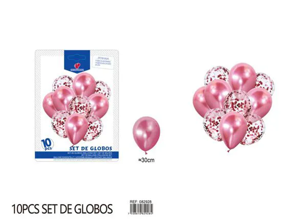Set pequeño de globos color rojo, 10 piezas