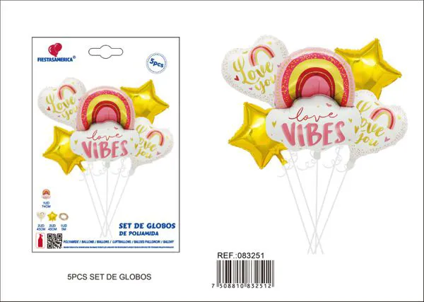 Set de 5 piezas: 1 globo metálico de nube arcoíris de 74 cm, 2 globos metálicos de estrella dorada de 45 cm, 2 globos metálicos de corazón con unicornio impreso de 45 cm y 1 cordón de 5 m