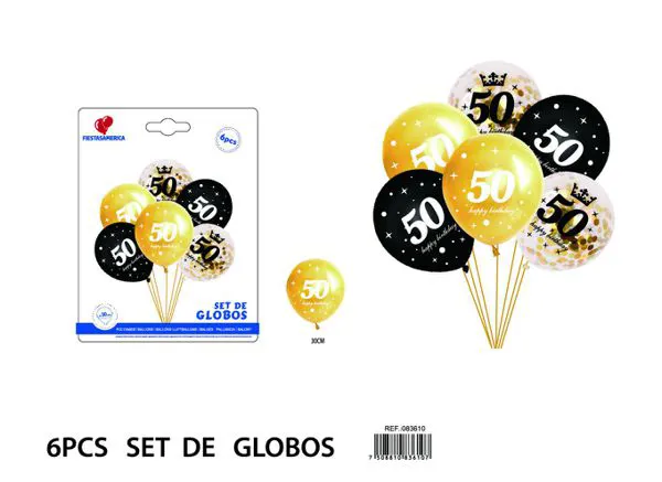 Set pequeño de globos impresos para 50 años, 6 piezas