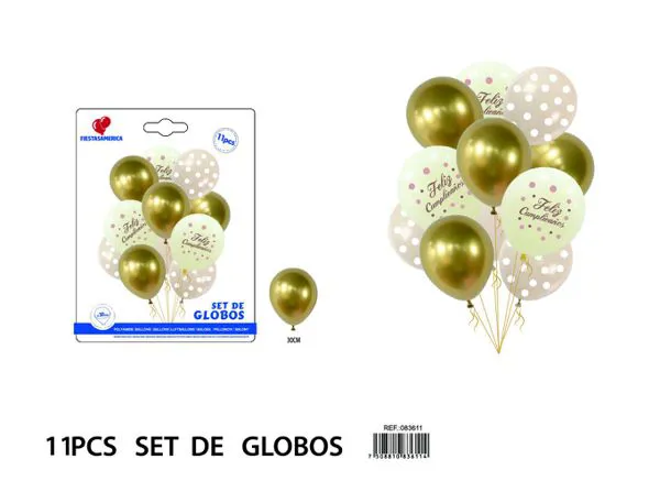 Set pequeño de globos impresos vintage de 12 pulgadas y 2.8 g, 11 piezas