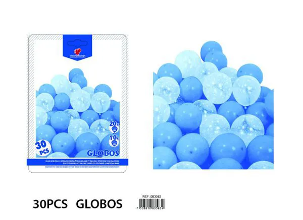Set de globos color azul, 30 piezas