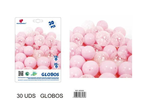 Set de globos color rosa, 30 piezas