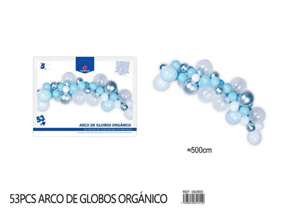 Set de cadena de globos con estrellitas plateado y azul, 53 piezas