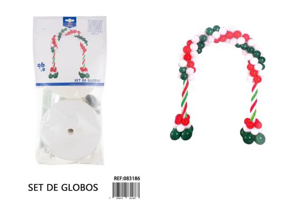 Arco pequeño de globos rojo y verde, 96 piezas