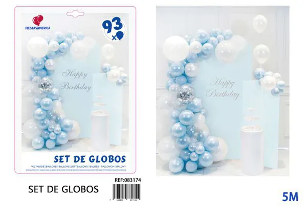 Cadena de globos color azul, 93 piezas