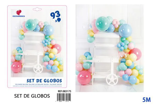 Cadena de globos multicolor, 93 piezas