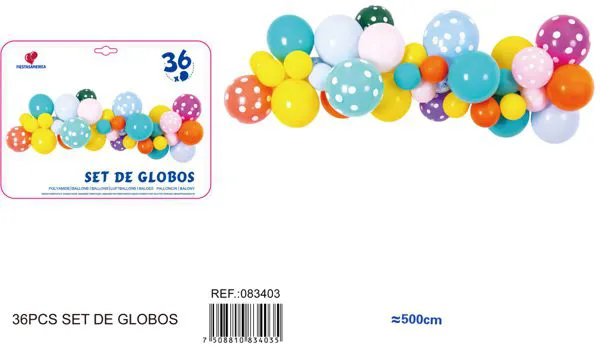 Set de globos mate de siete colores, 36 piezas