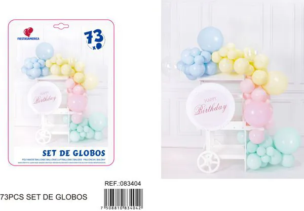 Set de globos color macaron, 73 piezas