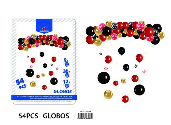 Set de cadena de globos color rojo, 54 piezas