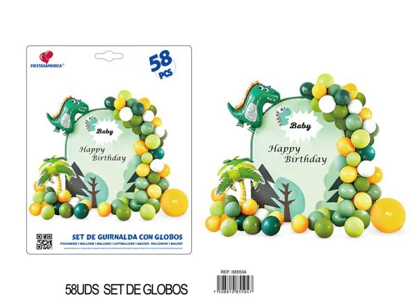 Set de cadena de globos color verde, 58 piezas