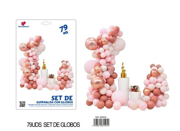 Set de cadena de globos color rosa, 79 piezas