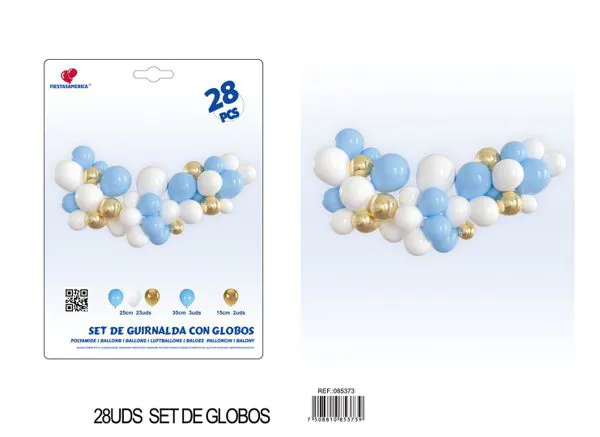 Set de cadena de globos color azul, 28 piezas