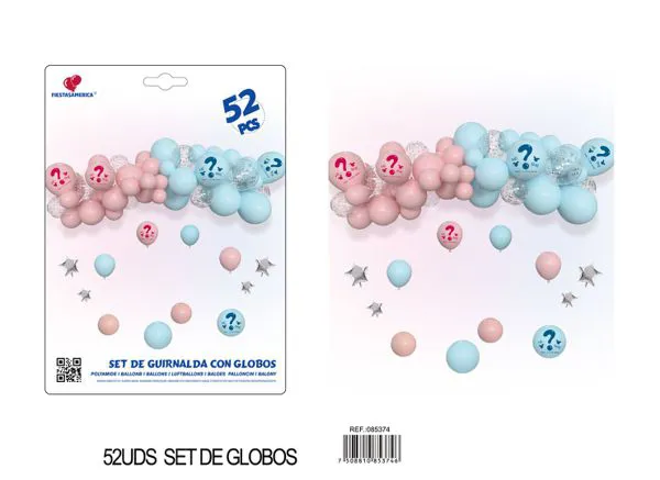 Set de cadena de globos para revelación de género, 52 piezas