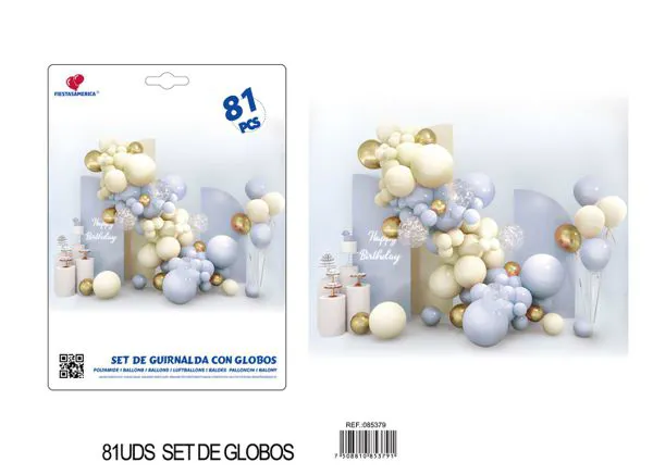 Set de cadena de globos color azul, 81 piezas