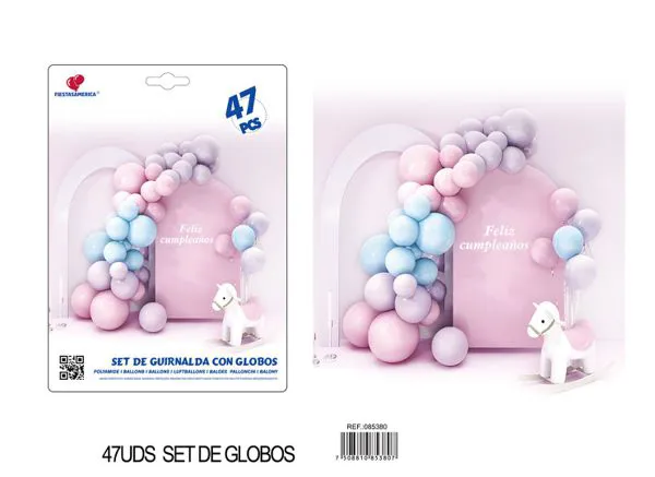 Set de cadena de globos color rosa, 47 piezas